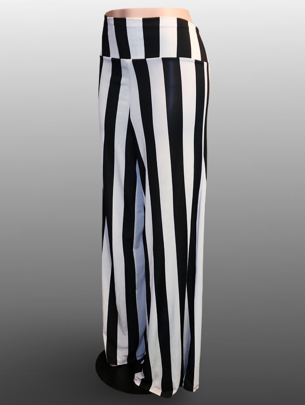 Pretty Young Thing Black White Striped Wide-Leg Beetlejuice Pants Goth Alt Punk